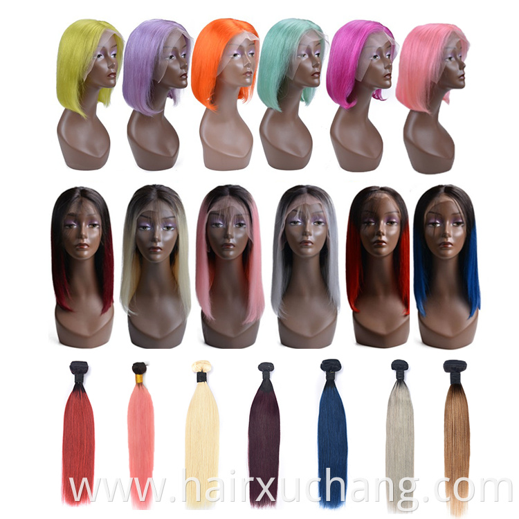 Hot Sale Colored Ombre Color Hair Lace Front Wig Virgin Human Hair Extensions Wigs For Christmas